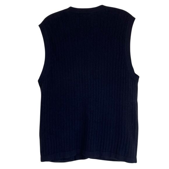 Lands’ End Mens Sz M Black 100% Cashmere Button Up Sweater Vest Pockets - Picture 3 of 16